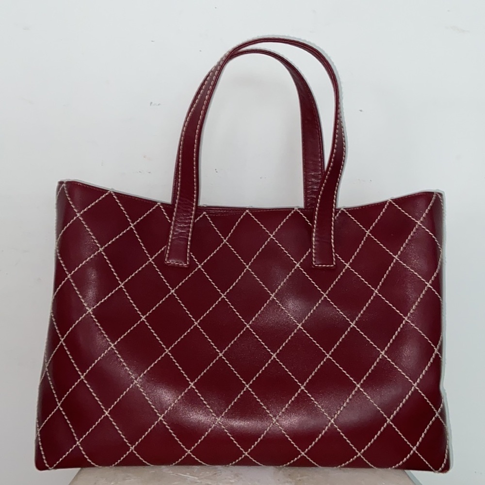 CHANEL Wild Stitch Burgundy Tote Bag 1/1 rare find UNI Vintage​​​ - Picture 4 of 7